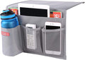 Zafit Bedside Storage Organizer - Table Cabinet Organizer Caddy for Remotes, Phone, Glasses (4 Pockets - Grey)