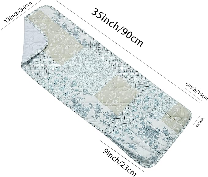 Brilliant Sunshine Multi Blue and Beige Floral Patchwork Couch Armrest 5 Pockets Organizer, Slip Resistant Armchair Caddy, Washable Remote Controls Holder, Storage for Magazine, iPad, 35×13", Blue