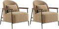 CHITA Accent Chair for Living Room Set of 2, FSC Certified Modern Upholstered Faux Sherpa Fabric Armchair with Metal Frame and Wooden Armrests, Camel