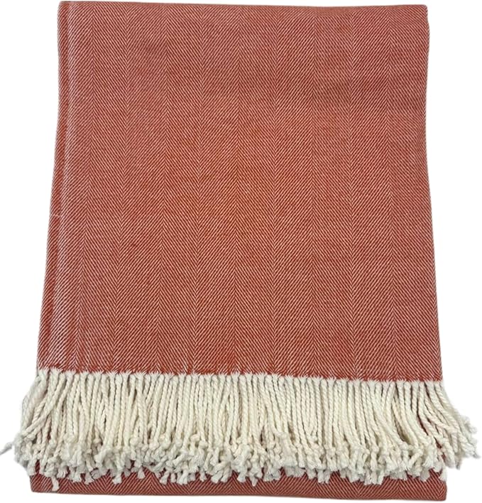 Alashan Cotton Acrylic Adirondack Herringbone Woven Throw (Tumeric)