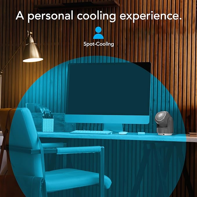 Vornado Flippi V6 Compact Air Circulator Fan, Quiet Portable Travel Fan for Office or Bedroom, Adjustable Head, 2 Speeds, Storm Gray