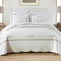 MarCielo 3-Piece 100% Cotton Oversized Bedspread Lightweight Quilt Coverlet Embroidery Farmhouse Bedding Set (Sakura White, Oversized Queen (100"x106"))