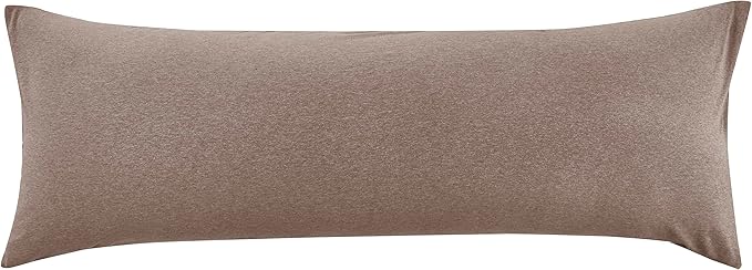 Oubonun 100% Jersey Cotton Body Pillow Cover with Zipper - Luxury Soft Removable Pillow Case - Long Fuzzy - Knitted (Light Brown, 21"X54")