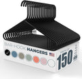 Neaties Plastic Hangers 100+ Pack (150 Count) – Made in The USA – 6lb Capacity Standard Clothes Hangers with Strap Hooks for Dresses, Lingerie, Shirts, Pants, and Jackets – Black