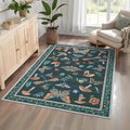Mushroom 3x5 Rug Washable Non-Slip Small Indoor Rugs for Entryway with Rubber Back Soft Low-Pile Stain Resistant Foldable Carpet for Kitchen Bedroom Living Room Mat Black