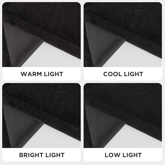Joydeco Black Velvet Curtains 63 Inches Long, Luxury Grommet Blackout Curtain 2 Panels, Thermal Insulated Privacy Room Darkening Window Drapes for Bedroom Living Room Home Theatre (52Wx63L)