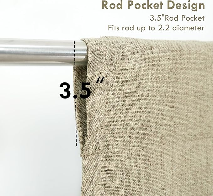DriftAway Double Layer Linen Blackout Tie Up Curtains Thermal Insulated Fully Lined Balloon Roman Shade Bathroom Window Adjustable Rod Pocket for Small Window 25 Inch by 47 Inch Light Khaki Linen