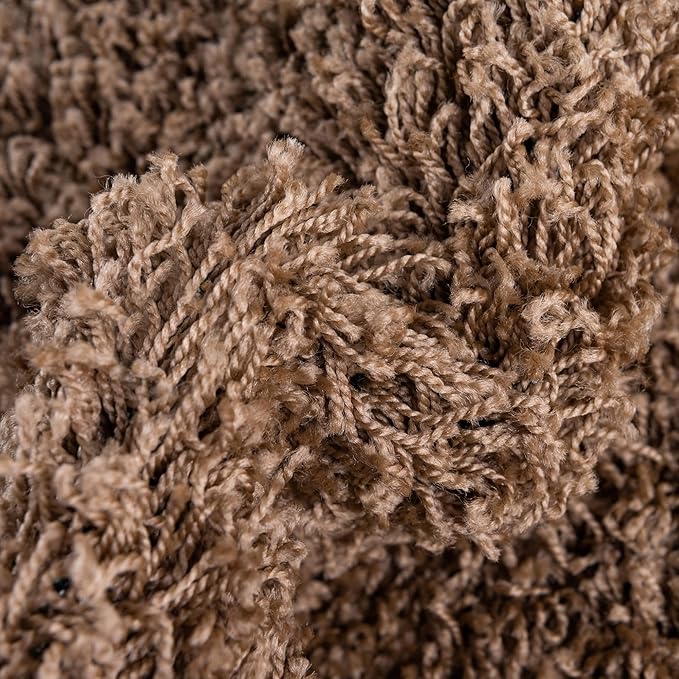 Unique Loom Solid Shag Collection Area Rug (5' 1" x 8' Oval, Sandy Brown)