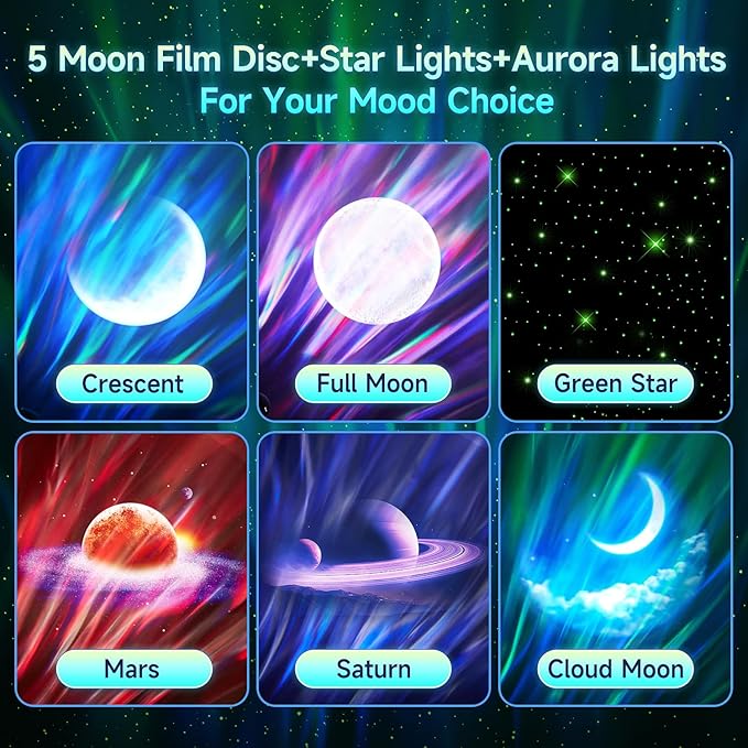 Northern Lights Projector Galaxy Projector for Bedroom, 300+Colors Modes Aurora Light,15White Noise&Bluetooth Star Projector Galaxy Lights, Remote Ambient Lighting,Lights for Bedroom Gifts for Boys