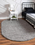 Unique Loom Solid Shag Collection Area Rug (3' 3" x 5' 3" Oval, Cloud Gray)