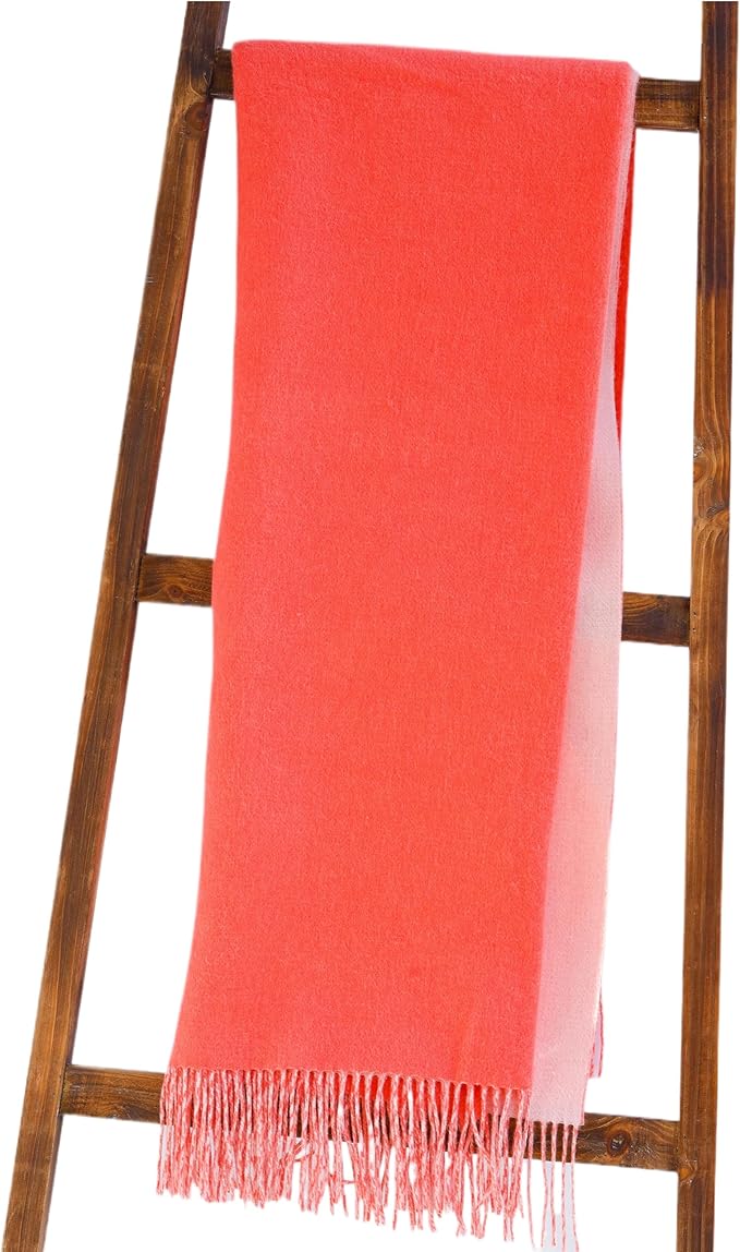 Alashan 95% Merino 5% Cashmere Double Face Classic Throw - Coral & Pink Sands