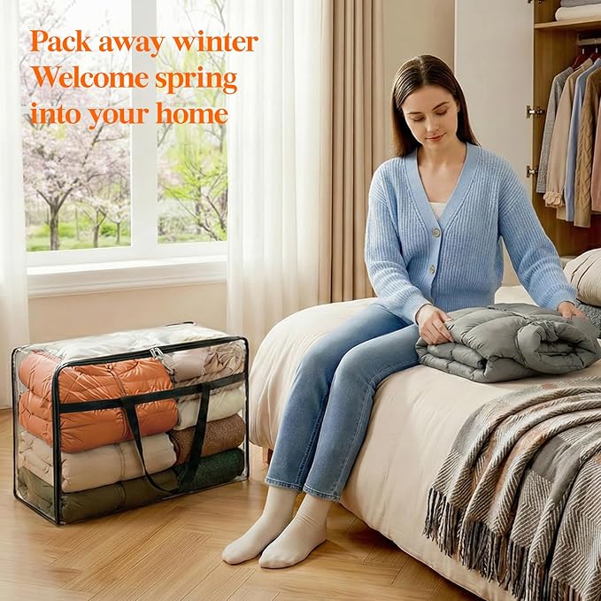 Lifewit 8 Pack Clear Clothes Storage Bags, 40L Plastic Blanket Storage Bag, Vinyl Foldable Moving Bags with Zipper, Closet Organizers and Storage Containers for Bedding, Duvet, Comforter