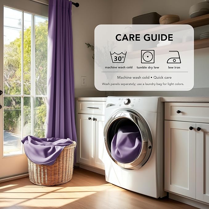 Deconovo Blackout Curtains, Thermal Insulated, W42 x L54 2 Panels, Back Tab, Machine Washable, Room-Darkening Drapes for Bedroom/Living Room Purple Grape