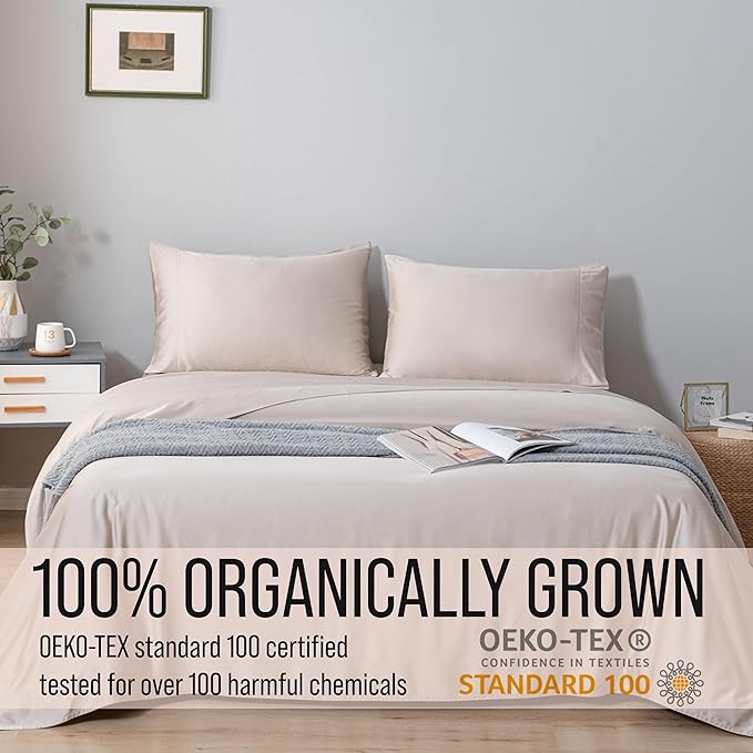Bella Coterie Luxury Bamboo Viscose Twin Size Sheet Set | 100% Organically Grown | Ultra Soft | Cooling for Hot Sleepers | 18" Deep Pocket [Dune]