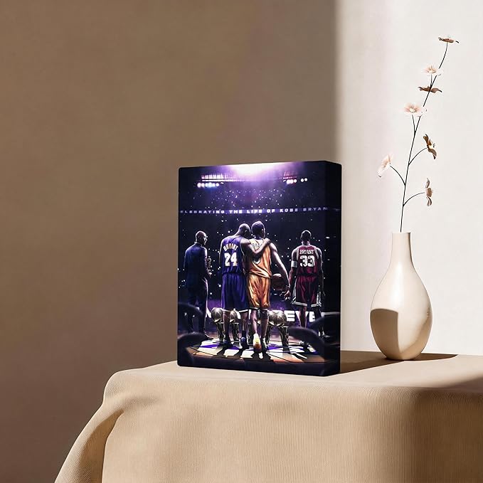 Kobe Bryant Legacy Canvas Wall Art Print Poster, Iconic Inspirational Sports Picture Artwork, Motivational Mamba Mentality Painting Wall Decor for Office Gym Home Living Room Bedroom, Framed 16x20inch
