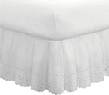 Fresh Ideas Eyelet Bed Skirt, Ruffled Design, 18 Inch Drop, Embroidered Scalloped Edge, Queen, White