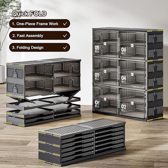 36 Pairs Portable Shoe Storage Cabinent of 3-Step Fast Installation,Plastic Shoe Box with Magnetic Clear Door for Entryway, Enclosed Shoe Rack for Sneaker, Heels etc.. (2Row, 9Tier)