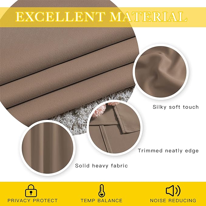NICETOWN Blackout Blinds for Patio Door, Sliding Door Insulated Blackout Curtains, Extra Wide Curtain with Grommet Top for Villa/Hall/Parlor (Cappuccino, 1 Panel, 80” W x 108“ L)