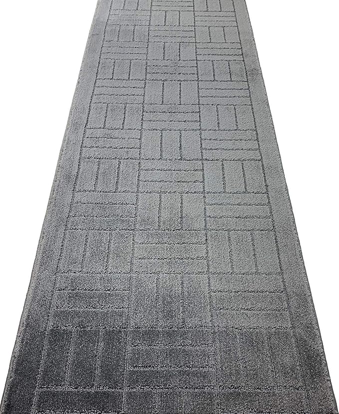 33 ft Non-Slip Extra Long Dark Grey Anthracite Hallway Kitchen Runner Rug, 2'2" X 33' Washable Carpet - Rubber Backed, Custom Size Floor Mat for Stairs Bedroom Bathroom Entryway
