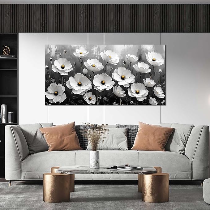 Prepeyssee Black and White Botanical Wall Art floral wall decor for Bedroom Living Room Office Modern Artwork Canvas Prints 29x59 Inch