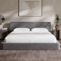 RECCI Cloud King Size Bed Frame with Ergonomic Angled Foam Cushioned Headboard, Minimalist Design Platform Bed Frame, No Box Spring Needed, Easy Assembly (Moon Grey)