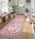 Lahome Insect Hallway Runner Rug, 2'5''x8' Ultra-Thin Washable Runners for Hallways Kitchen, Soft Laundry Room Rug Non-Slip Long Carpet for Entryway Bedroom Bathroom, Pink