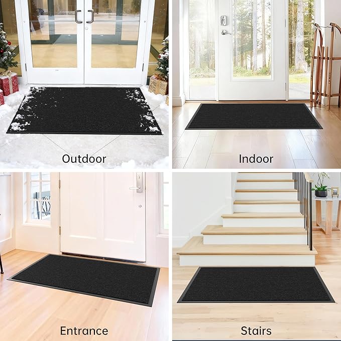 Front Door Mat Indoor Outdoor Entrance, 36" x 120" All-Season Heavy Duty Waterproof Doormat, Non-Slip Absorbent Entryway Mat, Easy to Clean, Low Profile Commercial Floor Mat for Indoor Outdoor