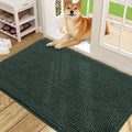 OLANLY Dog Door Mat for Muddy Paws 48x30, Absorbs Moisture and Dirt, Absorbent Non-Slip Washable Doormat, Quick Dry Chenille Mud Mat, Entry Indoor Entryway Carpet for Inside Floor, Blackish Green