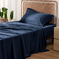 Bedsure Cooling Sheets Twin, Rayon Derived from Bamboo, Breathable & Soft Twin Sheets Set, Deep Pocket Up to 16 Inches, Hotel Luxury Silky Bedding for Hot Sleepers, Navy