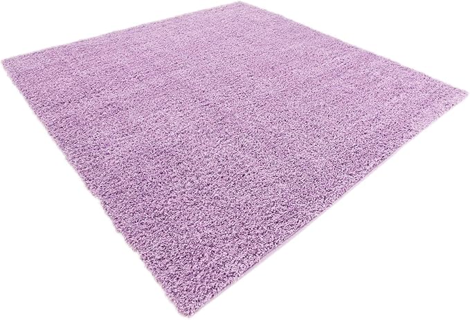 Unique Loom Solid Shag Collection Area Rug (8' Square, Lilac)