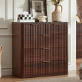 LEYAOYAO Fluted 5 Drawers Dresser for Bedroom Set of 2, 34" Tall Modern Chest of Drawers with Metal Handle, Curved Profile Design,Walnut Wood Drawer Organizer for Bedroom, Living Room, Hallway
