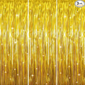 GOER 3.2 ft x 9.8 ft Metallic Tinsel Foil Fringe Curtains Party Photo Backdrop Party Streamers for Birthday,Graduation,New Year Eve Decorations Wedding Decor (Gold,3 pcs)