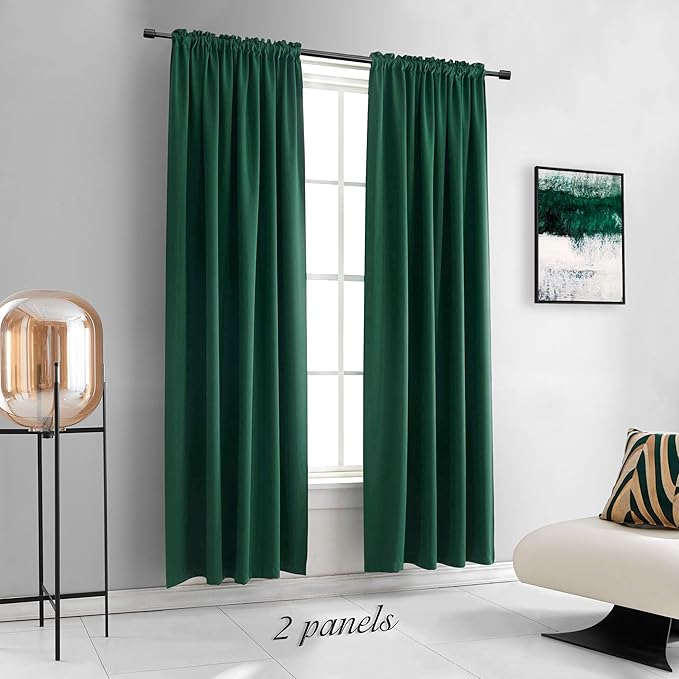 DONREN Emerald Green Room Darkening Curtain Panels 84 Inches Long, Heat Block Out and Keep Warm Drapes Window Treatment Drapes for Doorway Entryway Patio (60" Width,2 Panels)
