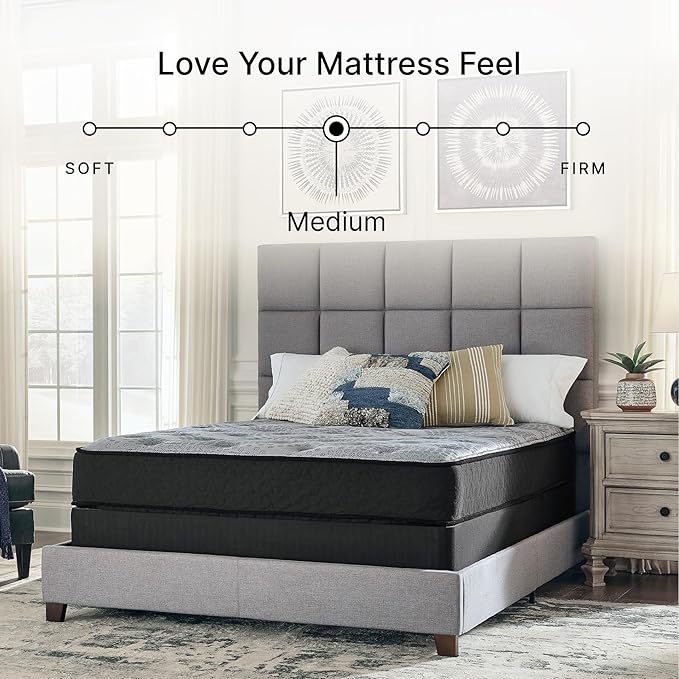 Signature Design by Ashley Full Size Comfort Plus 10 Inch Hybrid Mattress with Lumbar Support Gel Memory Foam, Fiberglass Free, Mattress In A Box