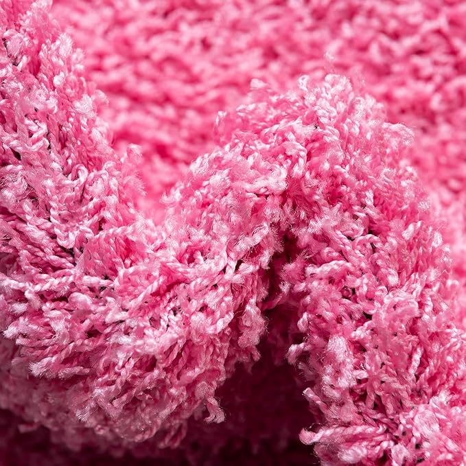 Unique Loom Solid Shag Collection Area Rug (5' 1" x 8' Oval, Taffy Pink)