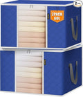 BALEINE 2 Pack Clothes Storage Bags, 16 Gallon Storage Containers with Reinforced Handle, Sturdy Zipper, Closet Organizer for Blanket, Comforter, Pillow, Bedding (Blue, 2 Pack)