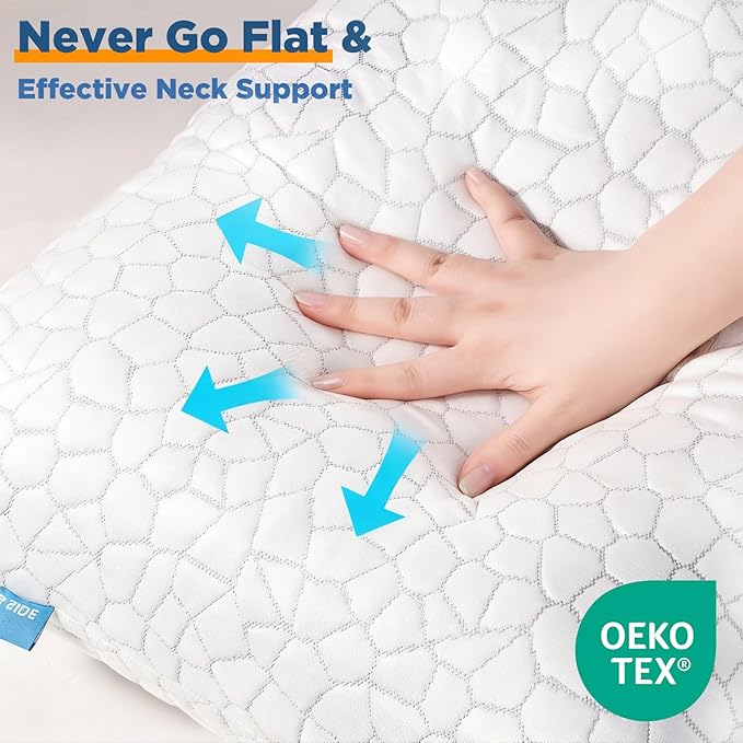 SUPA MODERN Cooling Bed Pillows for Sleeping 1 Pack Shredded Memory Foam Pillows Adjustable Cool Pillow for Side Back Stomach Sleepers Luxury Gel Pillows Standard Size, for Women Men