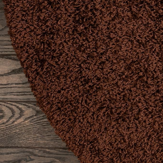 Unique Loom Solid Shag Collection Area Rug (5' 1" x 8' Oval, Chocolate Brown)