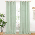 YoungsTex Sage Green Linen Curtains 84 Inches Long for Living Room, Light Filtering Drapes with Bronze Grommet Rustic Semi Sheer Spring Decorative for Dining Bedroom, 52 X 84 Inch, 2 Panels