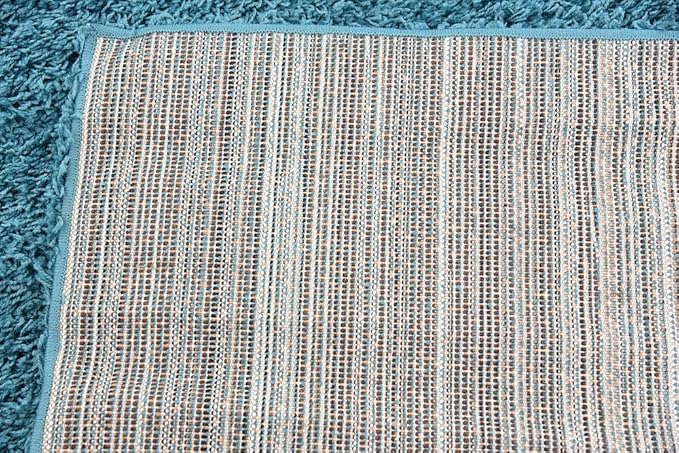 Unique Loom Solid Shag Collection Area Rug (4' 1" x 6' 1" Rectangle, Deep Aqua Blue)