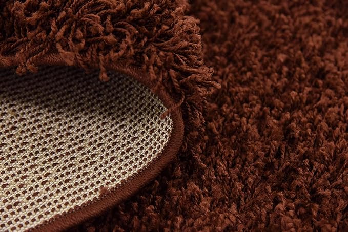 Unique Loom Solid Shag Collection Area Rug (8' Square, Chocolate Brown)