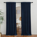 RYB Home Velvet Curtains for Sliding Door - Velevt Luxury Room Divider Back Tab Thermal Insulated Blackout Elegant Decor for Bedroom Living Room, Navy Blue, W62 x L96 inches, 2 Panels