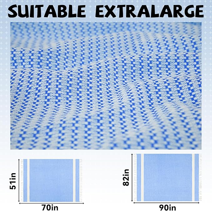 Blue Woven Throw Blanket Lightweight Large Soft Nautical Shark Lake House Kids Teen Boy Baby Nursery Decor Bedroom Bed Living Room Accessories Sofa Couch Chair Cover Decorative New Apartment Essential
