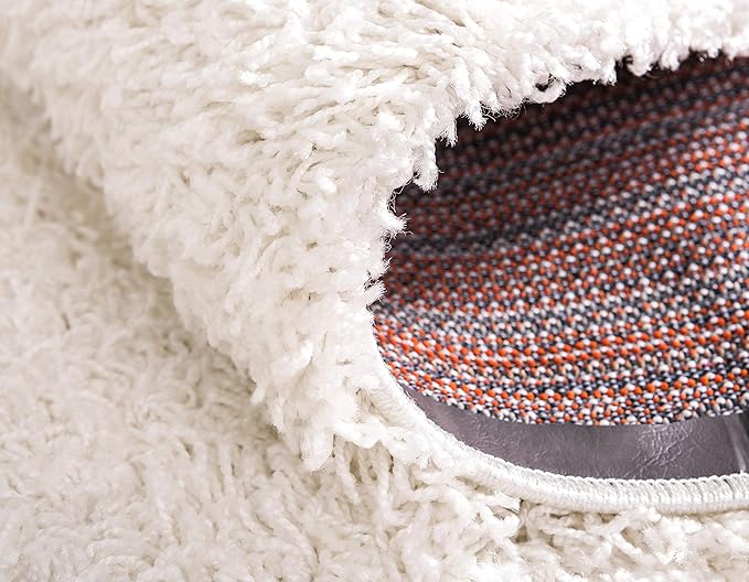 Unique Loom Solid Shag Collection Area Rug (2' 7" x 10' Runner, Snow White)