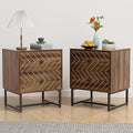 Modern Nightstand Set of 2,Morden Night Stand with 2 Drawers,End Tables with Storage,Bedside Tables for Bedroom,Walnut