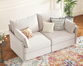 ABCASA Oversized Loveseat Sofa, Modern Modular Sectional Couch White Fluffy Chenille Mid Century 2-Seat 24.5" Deep Seat for Apartment, Living Room, Bedroom