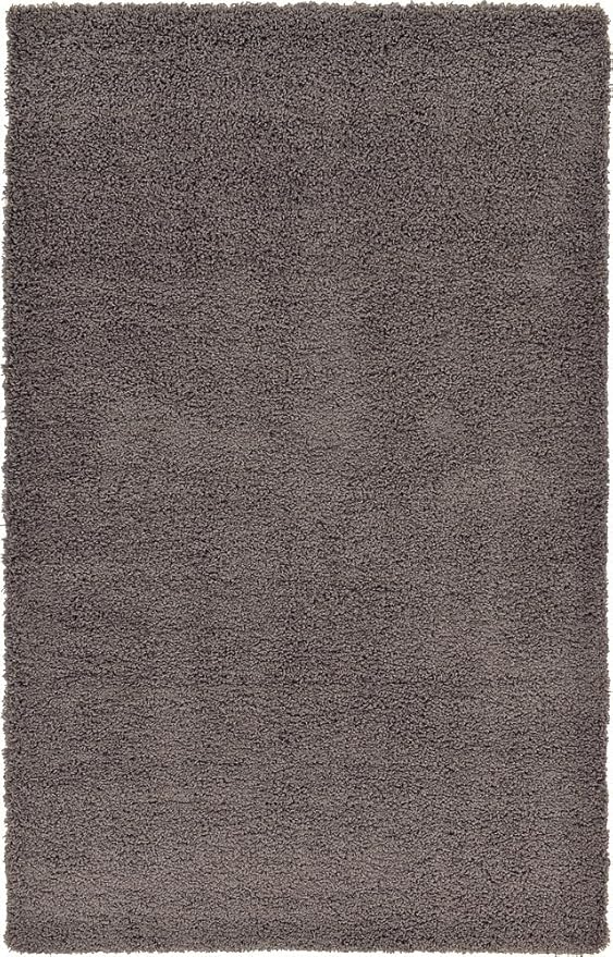 Unique Loom Solid Shag Collection Area Rug (5' 1" x 8' Rectangle Graphite Gray)