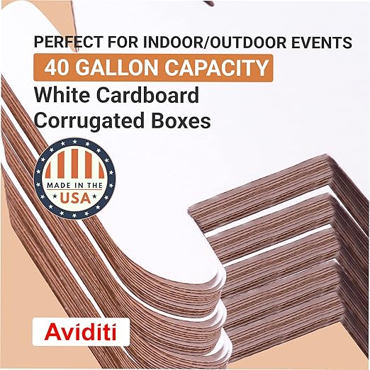 Box USA 40 Gallon 18" L x 18" W x 30" H 10-Pack Cardboard Trash Cans and Recycling Bins, Reusable or Disposable Pop Up Garbage Boxes for Parties, Outdoor Events, Heavy Duty, Waste