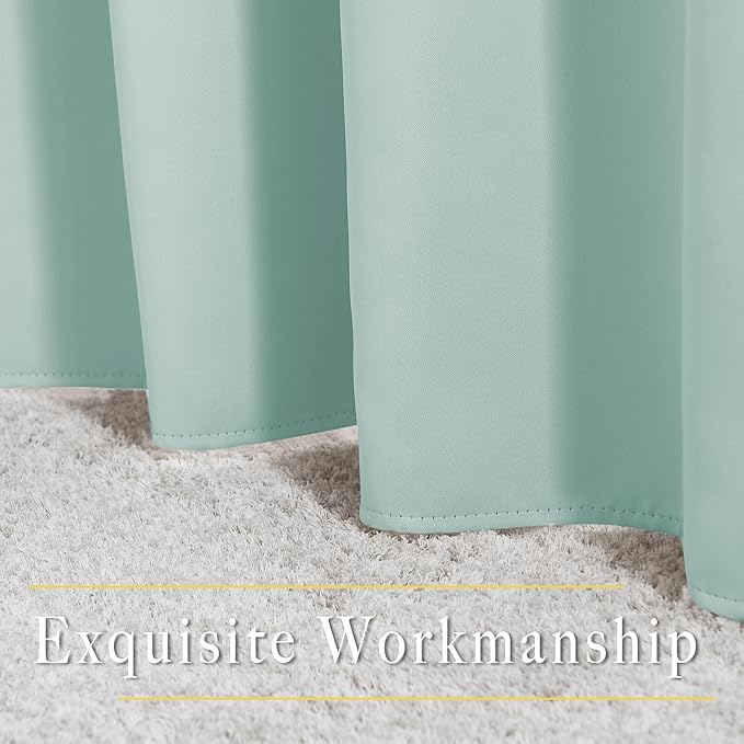NICETOWN Blackout Curtains for Girls Room - Thermal Insulated Solid Grommet Room Darkening Panels/Drapes for Girl's Bedroom (Aqua Blue, 1 Pair, 46 by 54-Inch)