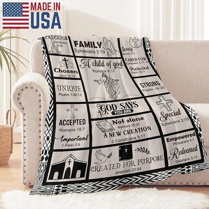 Bible Verse Christian Gift Blanket 30"x40", Inspirational Faith Throw for Believers, I Am a Child of God Blanket,Baptism Spiritual Gifts for Catholic Men Women